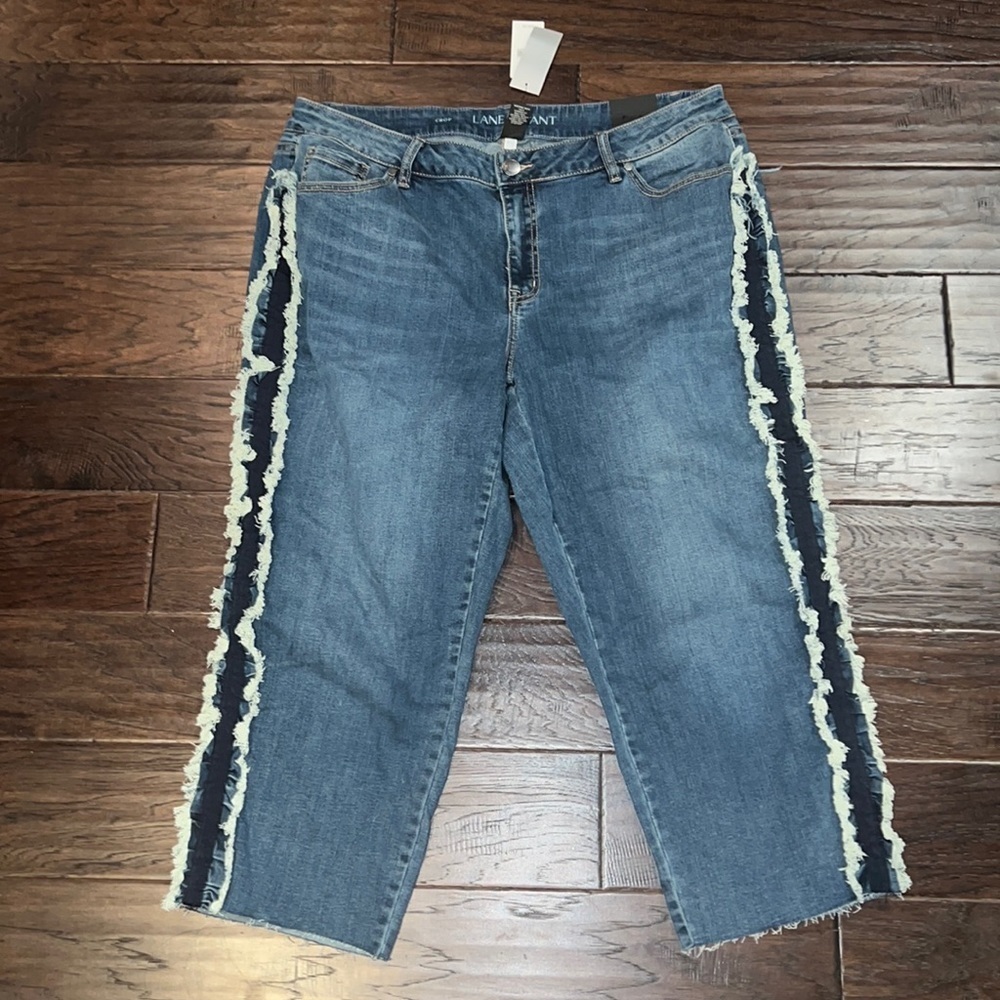 NWT Lane Bryant Fringe Crop Jeans Size 20
